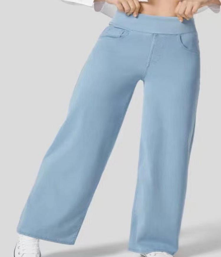 Lara™ Jeans anchos elásticos de cintura alta