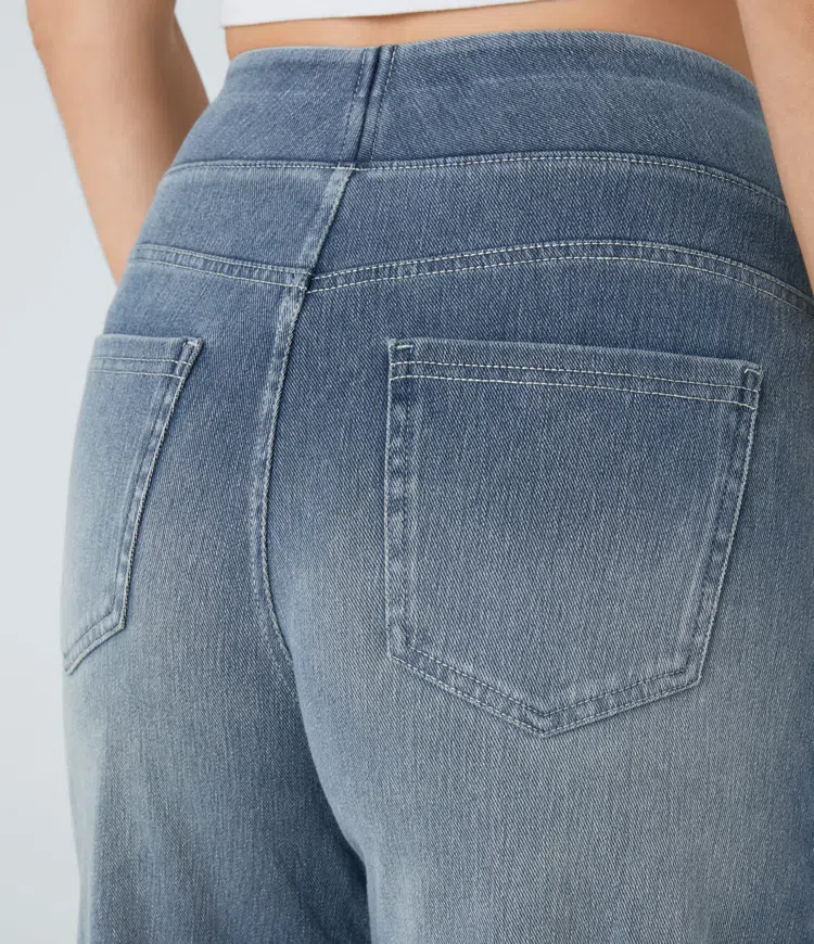 Lara™ Jeans anchos elásticos de cintura alta