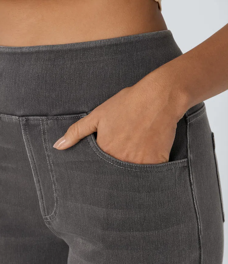 Lara™ Jeans anchos elásticos de cintura alta