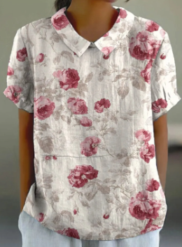 Rosa™ Blusa floral de manga corta con flores